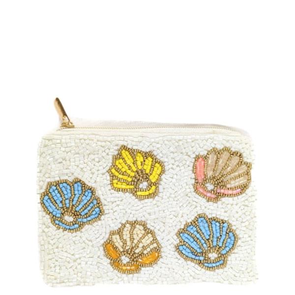 SHELLS SEED BEAD COIN PURSE