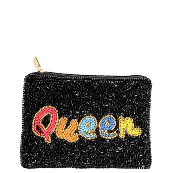 QUEEN SEED BEAD COIN PURSE