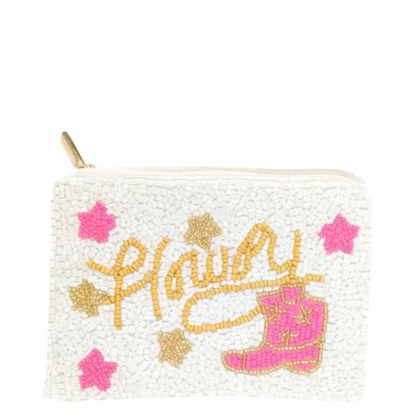 SEED BEAD WESTERN FLOWERY COIN PURSE BAG