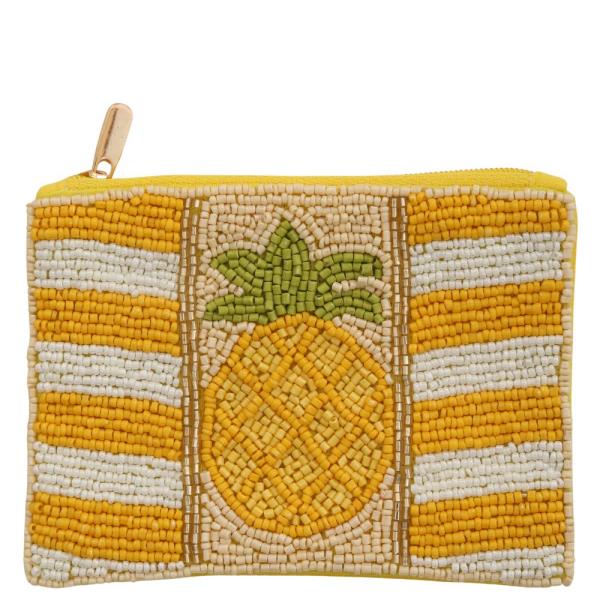 PINEAPPLE SEED BEAD COIN POUCH