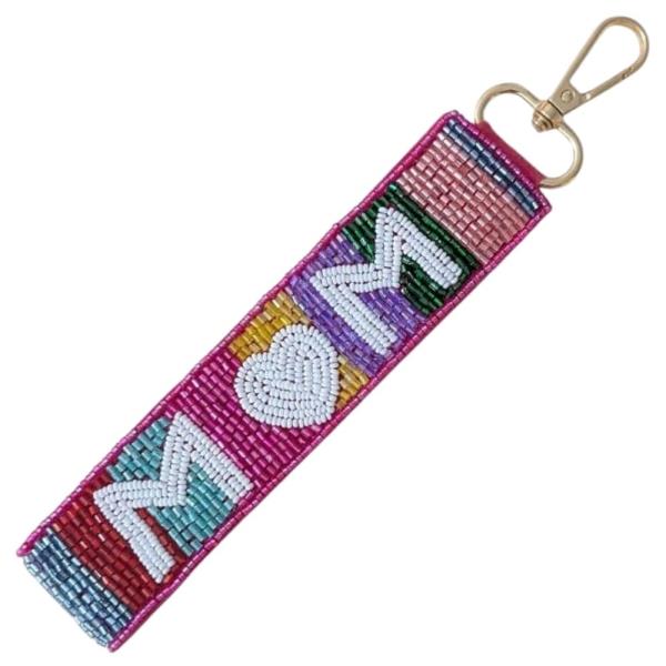 MOM SEED BEAD KEYCHAIN