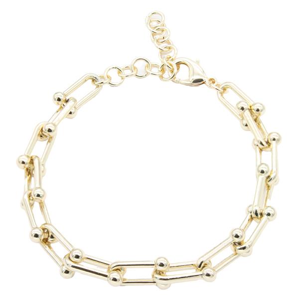 14K GOLD PLATED U LINK BRACELET