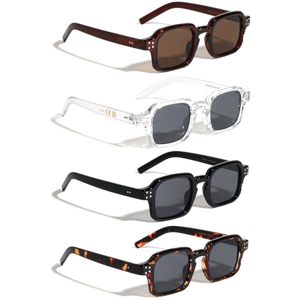 CRYSTAL COLOR FOUR DOT STUDDED FASHION RETRO SQUARE SUNGLASSES 1DZ