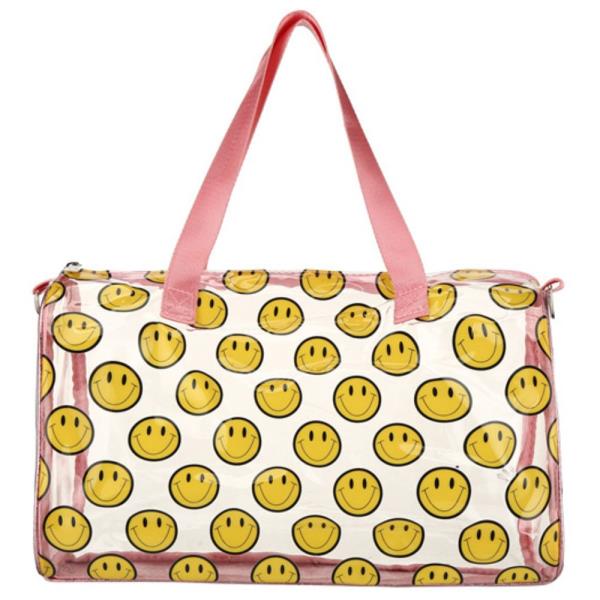 HAPPY FACE SMILES CLEAR TOTE CROSSBODY BAG