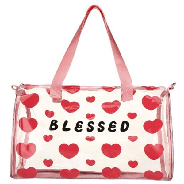 HEARTS BLESSED CLEAR TOTE CROSSBODY BAG