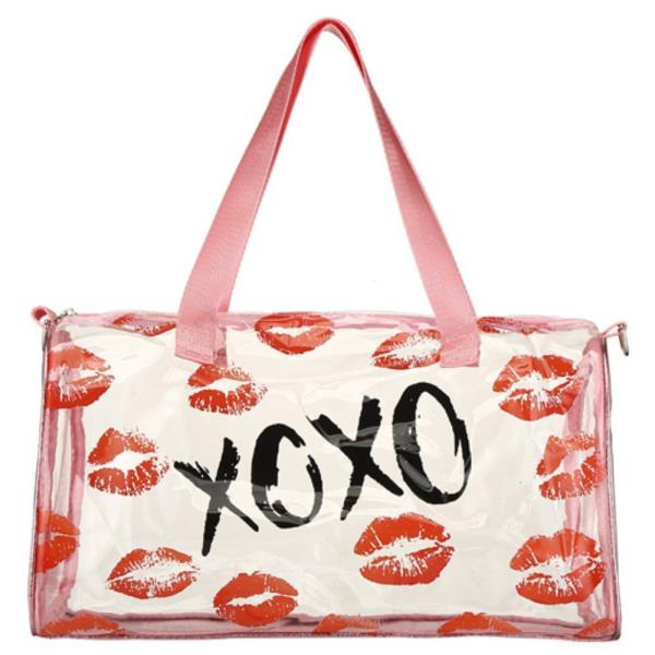 XOXO HUGS & KISSES CLEAR TOTE CROSSBODY BAG