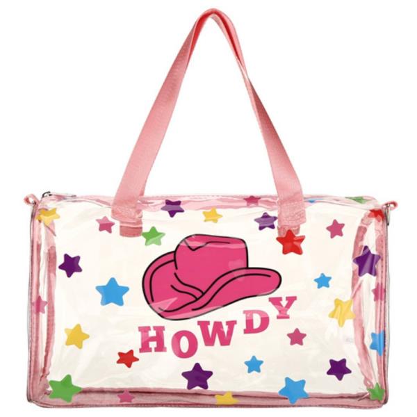 CONFETTI STARS HOWDY COWBOY HAT CLEAR TOTE CROSSBODY BAG