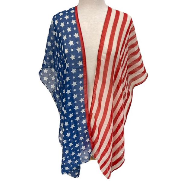 AMERICAN FLAG KIMONO COVER UP