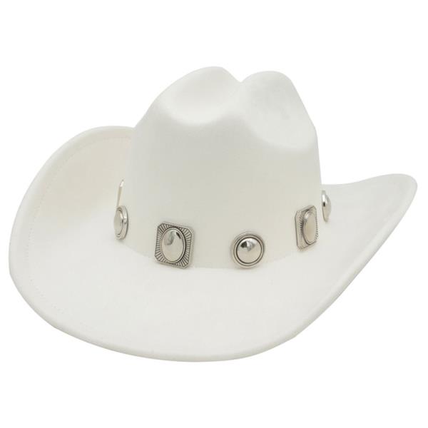 FAUX SUEDE STUD CHARM COWBOY HAT