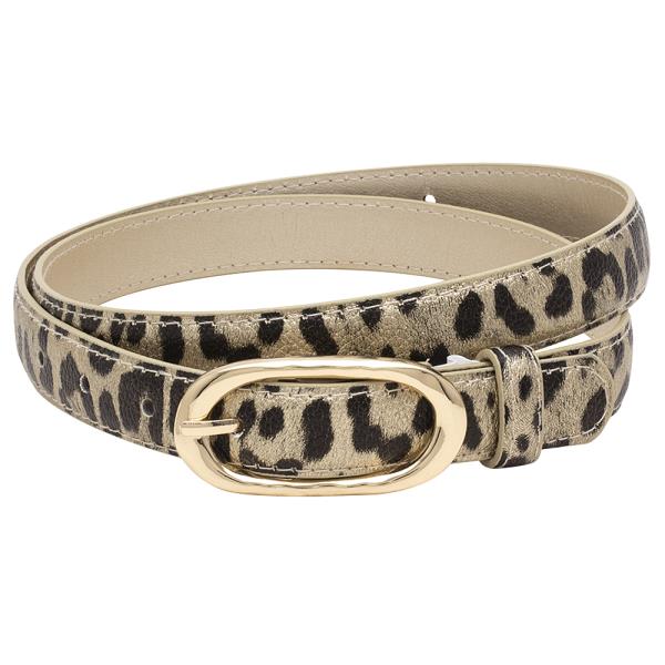 OVAL METAL ANIMAL PRINT BUCKLE BELT