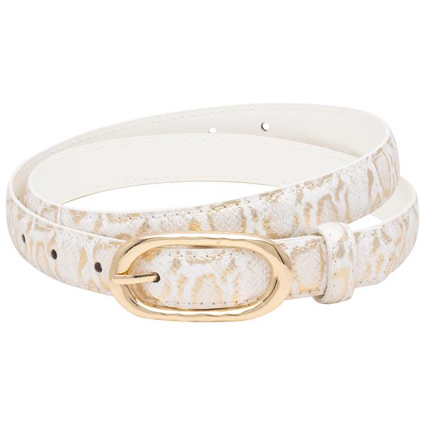 OVAL METAL SNAKE TEXTURED BUCKLE BELT