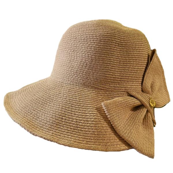 BACK SIDE RIBBON STRAW BUCKET SUN HAT