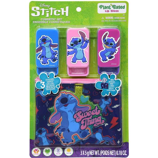 STITCH 3PC PLANT BASED LIP GLOSS WITH COSMETIC BAG