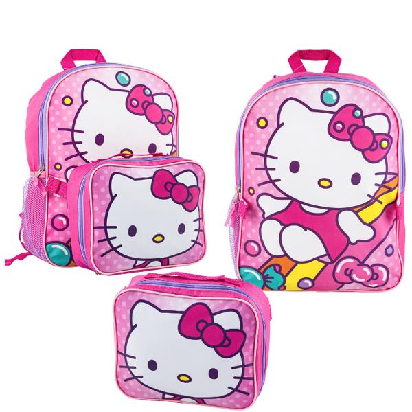 HELLO KITTY PINK BACKPACK WITH DETACHABLE LUNCH BAG