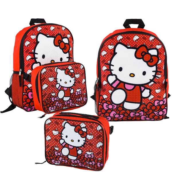 HELLO KITTY RED BACKPACK WITH DETACHABLE LUNCH BAG