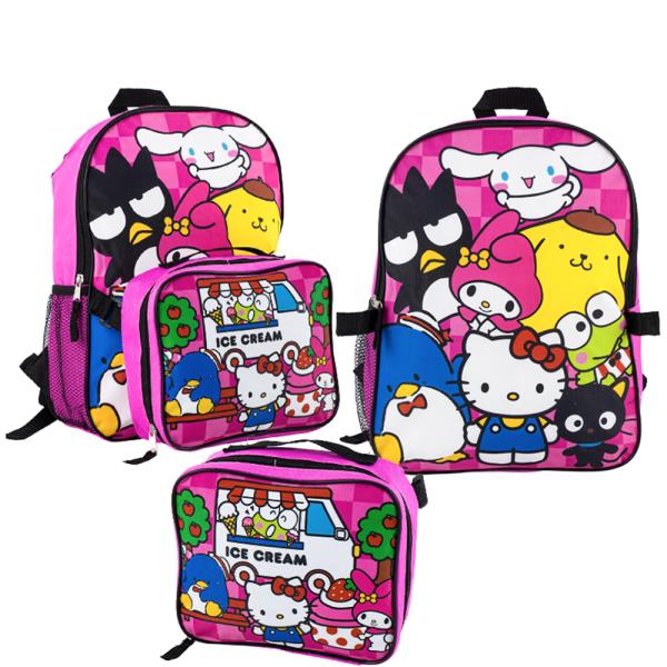 HELLO KITTY AND FRIENDS ICE CREAM DESIGN BACKPACK WITH DETACHABLE LUNCH KIT