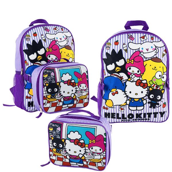 HELLO KITTY AND FRIENDS BACKPACK WITH DETACHABLE LUNCH BAG