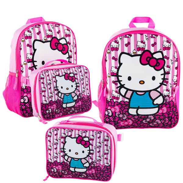 HELLO KITTY AND FRIENDS PINK RIBBONS BACKPACK WITH DETACHABLE LUNCH BAG