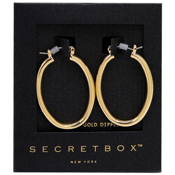SECRET BOX OVAL 14K GOLD DIPPED EARRING