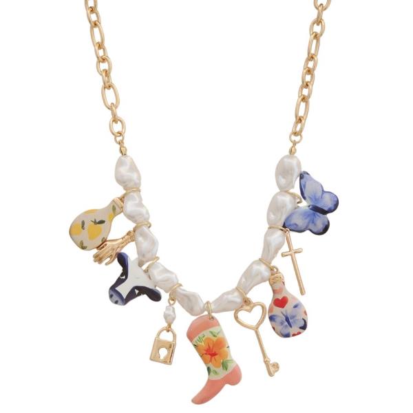 WESTERN CHARM PEARL BEAD NECKLACE