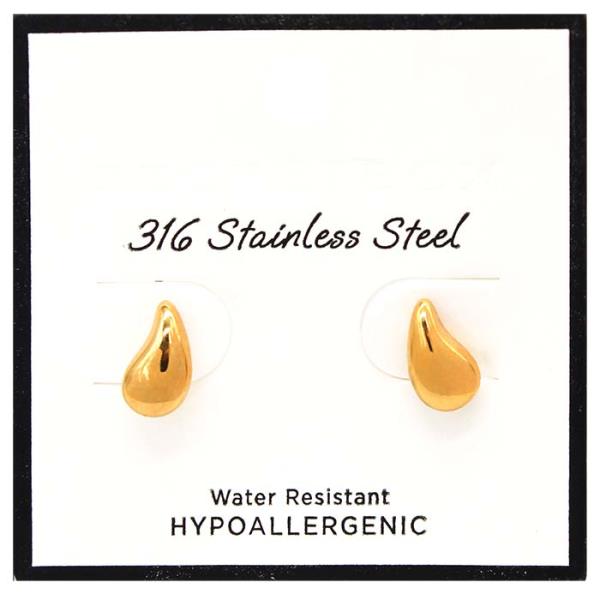SECRET BOX TEARDROP DOME STAINLESS STEEL EARRING