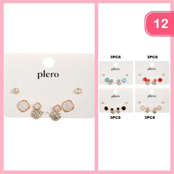 RHINESTONE ASSORTED EARRING SET (12 UNITS)