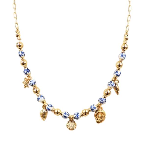 SEA LIFE CHARM CERAMIC BEAD NECKLACE