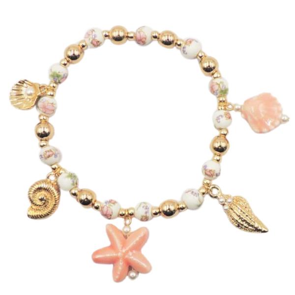 STAR SEA LIFE CHARM CERAMIC BEAD BRACELET