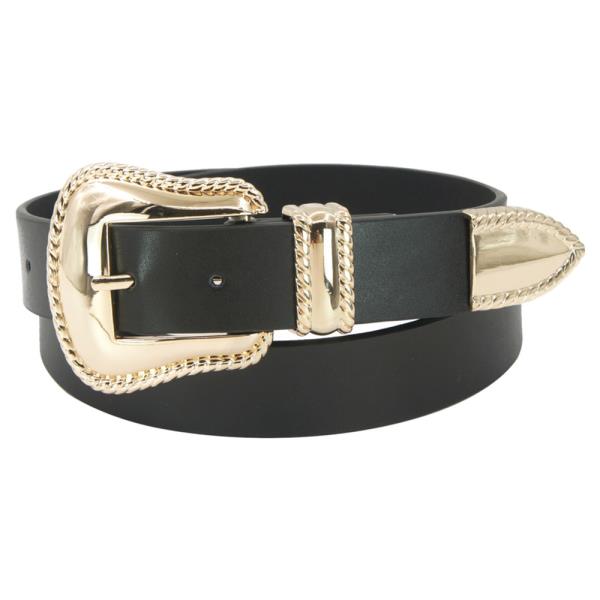 ROPE TRIMMED MODERN WESTERN BUCKLE BELT