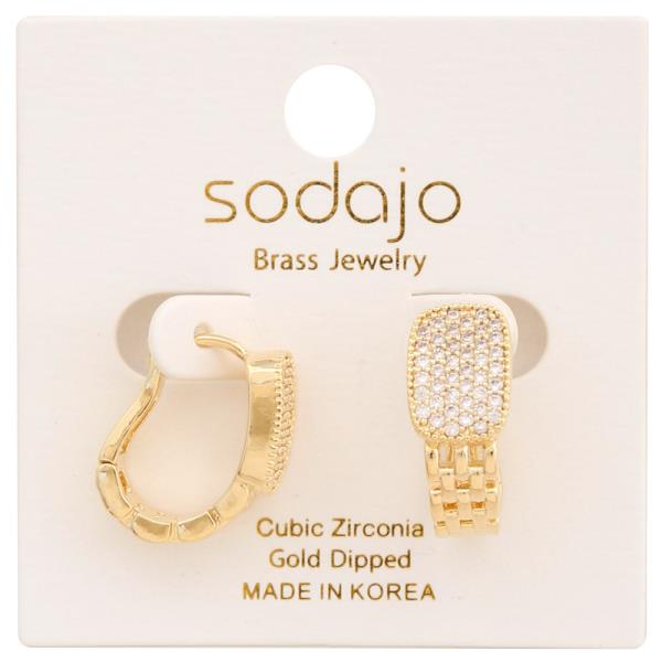 SODAJO CZ GOLD DIPPED HOOP EARRING
