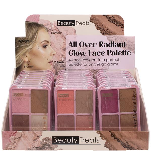BEAUTY TREATS ALL OVER RADIANT GLOW 4 FACE PALETTE (24 UNITS)