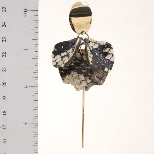 OVAL METAL ANIMAL PRINT PETAL DROP EARRING