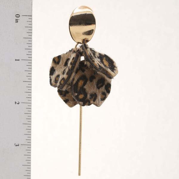 OVAL METAL ANIMAL PRINT PETAL DROP EARRING