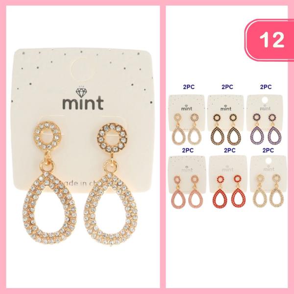 RHINESTONE DANGLE EARRING (12 UNITS)
