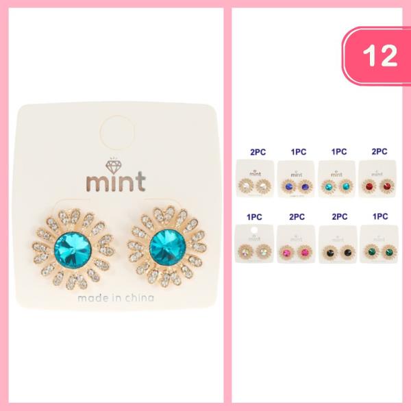 RHINESTONE POST EARRING (12 UNITS)