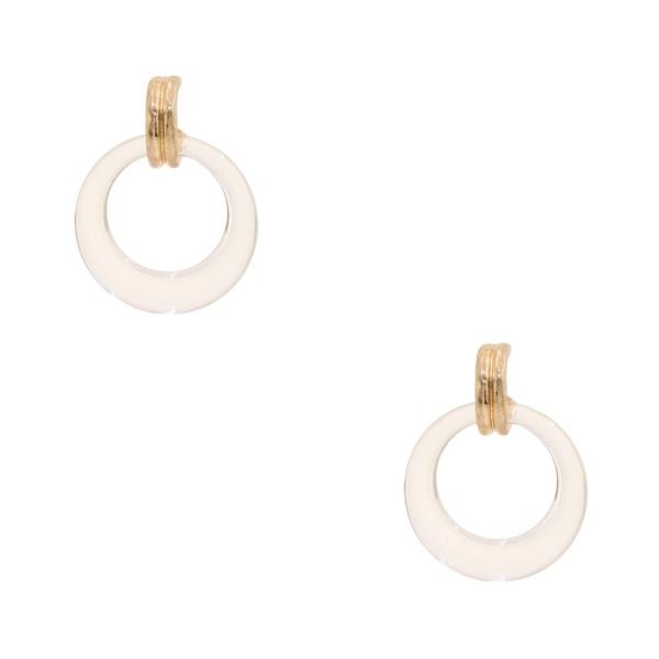 TRANSPARENT RING METAL BAR EARRING