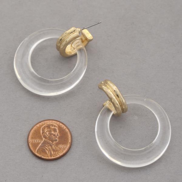 TRANSPARENT RING METAL BAR EARRING