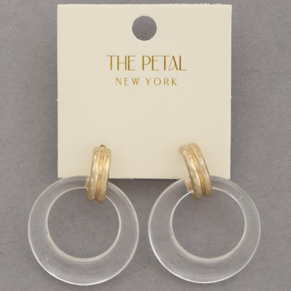TRANSPARENT RING METAL BAR EARRING