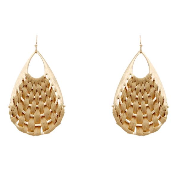 RAFFIA WOVEN TEARDROP DANGLE EARRING