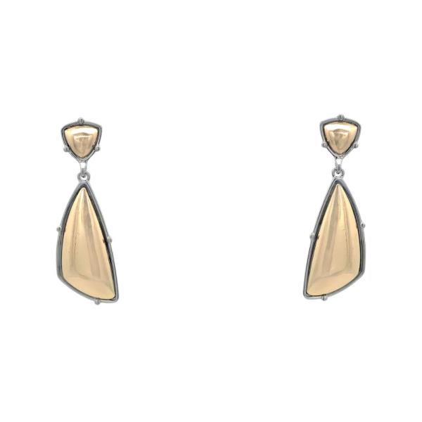 GEO SHAPE TWO TONE DANGLE EARRING