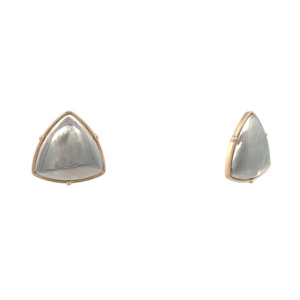 TWO TONE TRIANGLE METAL EARRING