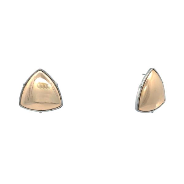 TWO TONE TRIANGLE METAL EARRING