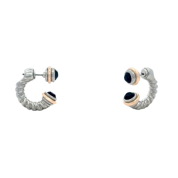 TWO TONE TWISTED OPEN HOOP EARRING