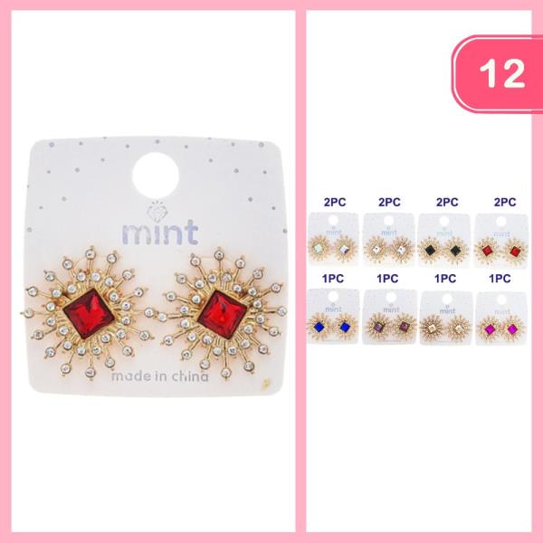 RHINESTONE POST EARRING (12 UNITS)
