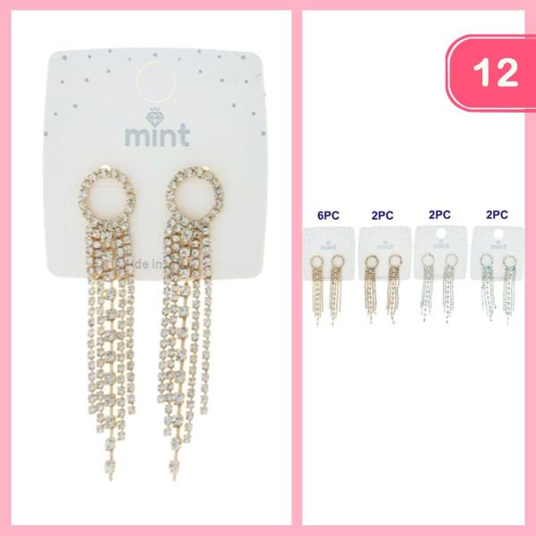 RHINESTONE TASSEL EARRING (12 UNITS)