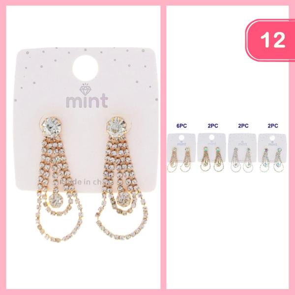 RHINESTONE DANGLE EARRING (12 UNITS)