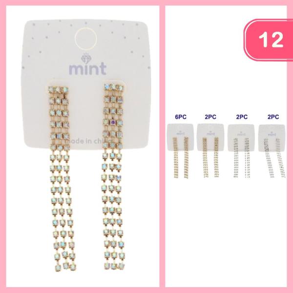 RHINESTONE TASSEL EARRING (12 UNITS)