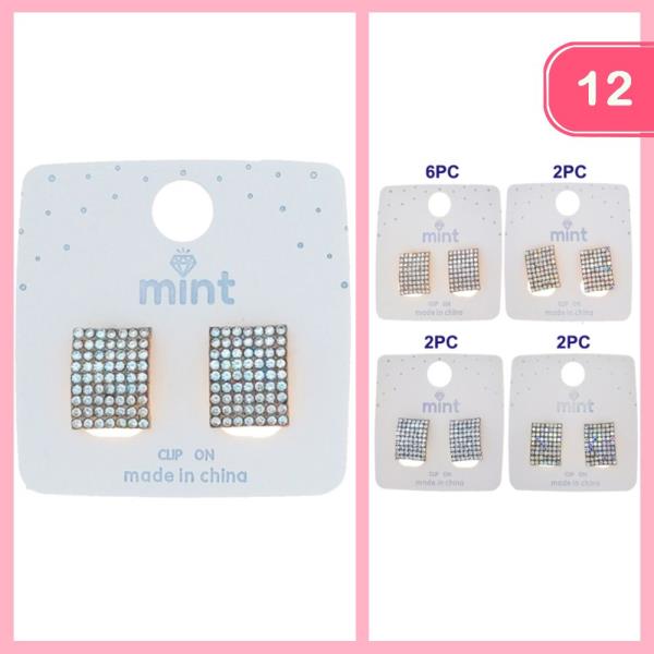 RHINESTONE POST EARRING (12 UNITS)