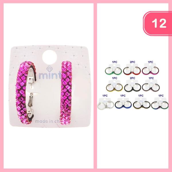 RHINESTONE HOOP EARRING (12 UNITS)
