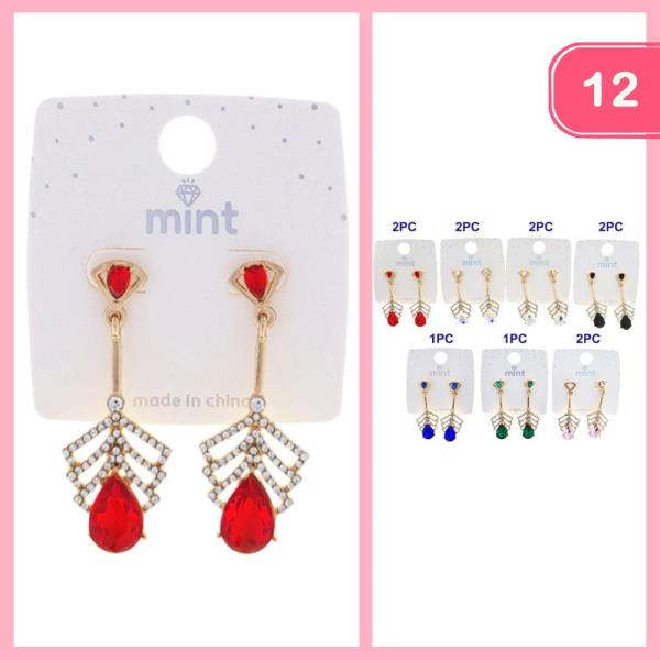RHINESTONE DANGLE EARRING (12 UNITS)
